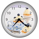 Blueberry cupcakes Wall Clocks (Silver)  Front