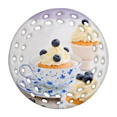 Blueberry Cupcakes Ornament (round Filigree) by Coelfen