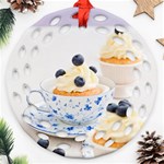 Blueberry cupcakes Round Filigree Ornament (Two Sides) Front