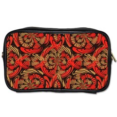 Red And Brown Pattern Toiletries Bags by linceazul