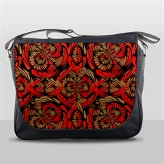 Red And Brown Pattern Messenger Bags by linceazul