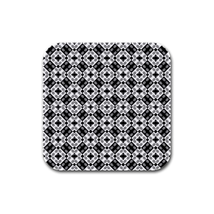 Geometric Modern Baroque Pattern Rubber Square Coaster (4 pack) 