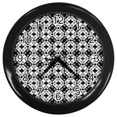 Geometric Modern Baroque Pattern Wall Clocks (black) by dflcprints