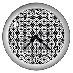 Geometric Modern Baroque Pattern Wall Clocks (silver)  by dflcprints