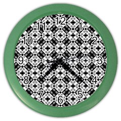 Geometric Modern Baroque Pattern Color Wall Clocks by dflcprints