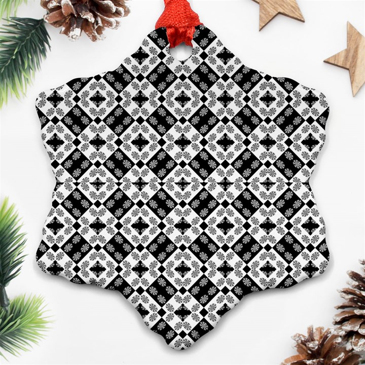 Geometric Modern Baroque Pattern Snowflake Ornament (Two Sides)