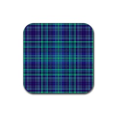 Plaid Design Rubber Coaster (square)  by Valentinaart