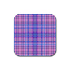 Plaid Design Rubber Coaster (square)  by Valentinaart