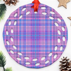 Plaid Design Ornament (round Filigree) by Valentinaart