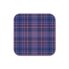 Plaid Design Rubber Coaster (square)  by Valentinaart