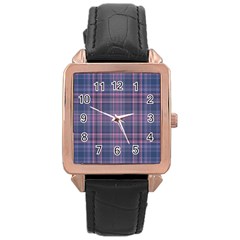 Plaid Design Rose Gold Leather Watch  by Valentinaart