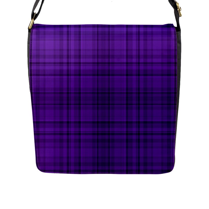 Plaid design Flap Messenger Bag (L) 