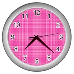 Plaid design Wall Clocks (Silver)  Front