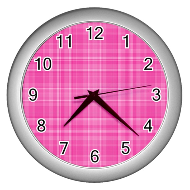 Plaid design Wall Clocks (Silver) 