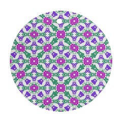 Multicolor Ornate Check Ornament (round) by dflcprints