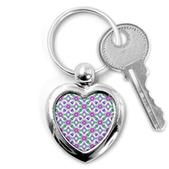 Multicolor Ornate Check Key Chains (heart)  by dflcprints