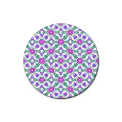 Multicolor Ornate Check Rubber Round Coaster (4 Pack)  by dflcprints