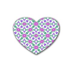 Multicolor Ornate Check Rubber Coaster (heart)  by dflcprints