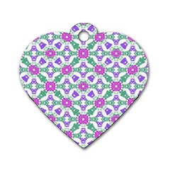 Multicolor Ornate Check Dog Tag Heart (one Side) by dflcprints