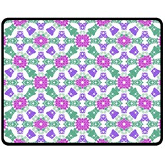 Multicolor Ornate Check Fleece Blanket (medium)  by dflcprints