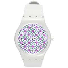 Multicolor Ornate Check Round Plastic Sport Watch (m) by dflcprints