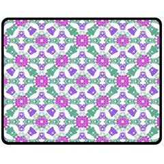 Multicolor Ornate Check Double Sided Fleece Blanket (medium)  by dflcprints