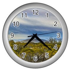 Patagonian Lanscape Scene, Santa Cruz, Argentina Wall Clocks (silver)  by dflcprints