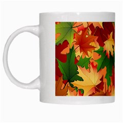 Autumn Leaves White Mugs