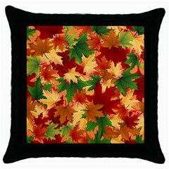 Autumn Leaves Throw Pillow Case (Black)