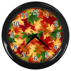 Autumn Leaves Wall Clocks (Black)