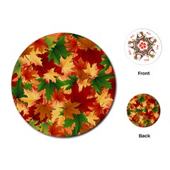 Autumn Leaves Playing Cards (Round) 