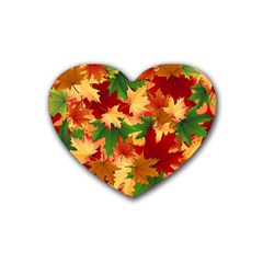 Autumn Leaves Rubber Coaster (Heart) 