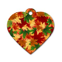 Autumn Leaves Dog Tag Heart (One Side)