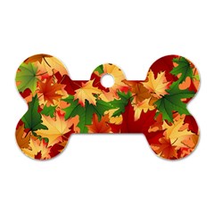 Autumn Leaves Dog Tag Bone (Two Sides)