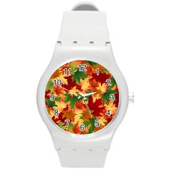 Autumn Leaves Round Plastic Sport Watch (M)