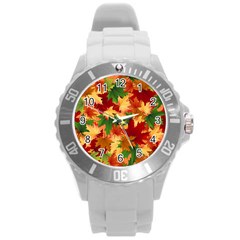 Autumn Leaves Round Plastic Sport Watch (L)