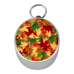 Autumn Leaves Mini Silver Compasses