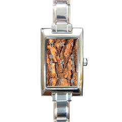 Bark Texture Wood Large Rough Red Wood Outside California Rectangle Italian Charm Watch