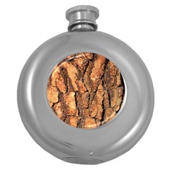 Bark Texture Wood Large Rough Red Wood Outside California Round Hip Flask (5 oz)