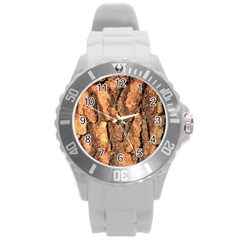 Bark Texture Wood Large Rough Red Wood Outside California Round Plastic Sport Watch (L)