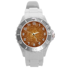 Batik Art Pattern Round Plastic Sport Watch (L)