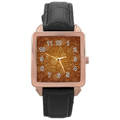 Batik Art Pattern Rose Gold Leather Watch 