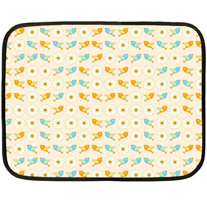 Birds And Daisies Double Sided Fleece Blanket (Mini) 