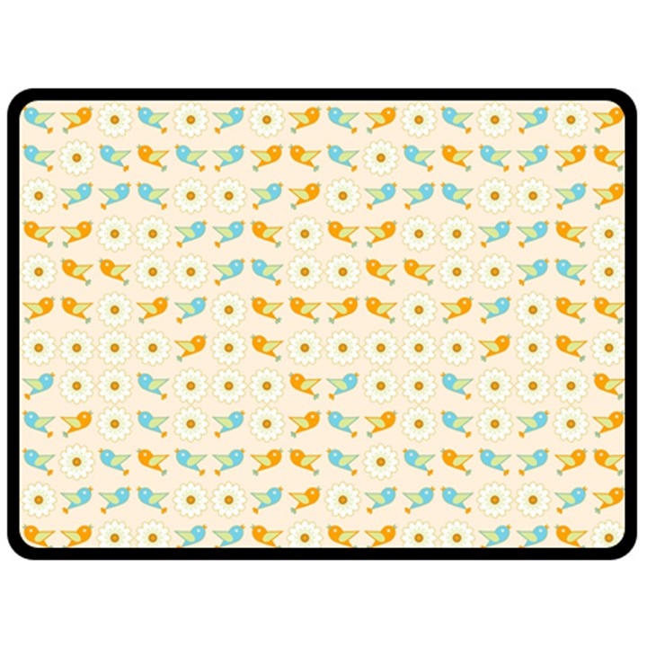 Birds And Daisies Fleece Blanket (Large) 