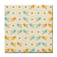 Birds And Daisies Tile Coasters