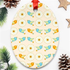 Birds And Daisies Ornament (Oval)