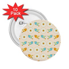 Birds And Daisies 2.25  Buttons (10 pack) 