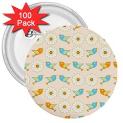 Birds And Daisies 3  Buttons (100 pack) 