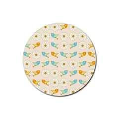 Birds And Daisies Rubber Round Coaster (4 pack) 