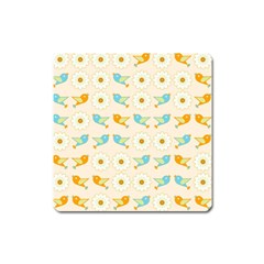 Birds And Daisies Square Magnet